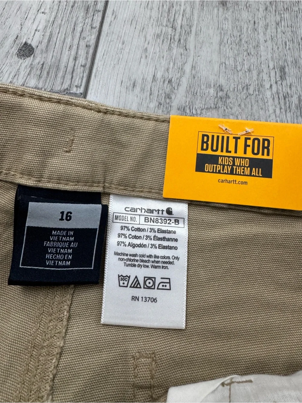 Carhartt Kids Size 16 Brown Loose Fit Utility Bootcut Work Pants NWT Beige NEW
